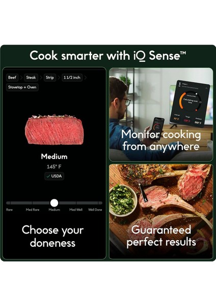 Chef Iq Sense Şarjlı Akıllı Kablosuz Et Termometresi Ultra Ince Problu Bluetooth Et Termometresi fırsatları