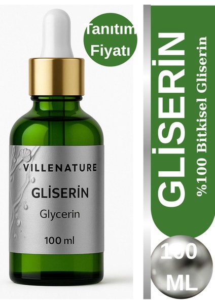 %100 Bitkisel Gliserin Yağı 100 ml Cam Damlalıklı Şişe