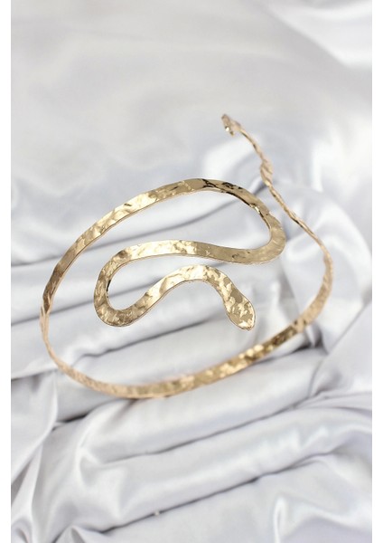 Pirinç Yılan Model Gold Renk Kadın Pazu Bileklik