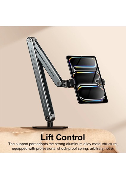 Profesyonel iPad ile Uyumlu Tablet 12.9 Inçe Kadar Uyumlu Telefon Tutucu Yüksekliği Ayarlanabilir Kol ve Kendinden Açısı Ayarlanabilir 3 Eklemli 360 Derece Siyah Renk P-96T fiyatları
