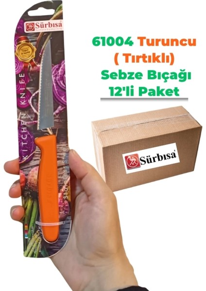 Sürbisa 61004 Sebze Bıçağı Turuncu Lz1 Koli (12 Adet Tırtıklı )