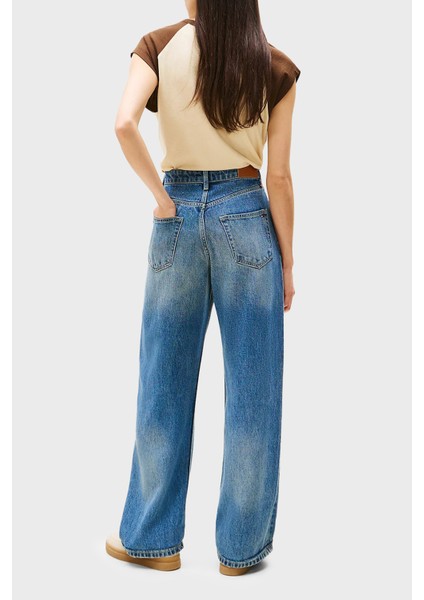 Loose Fit Orta Bel Geniş Paça Liyosel Jeans Bayan Kot Pantolon WW0WW47151 1A5 modelleri