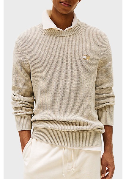 Logolu Pamuklu Slim Fit Bisiklet Yaka Örgü Kazak Erkek Kazak DM0DM21652 Ad2