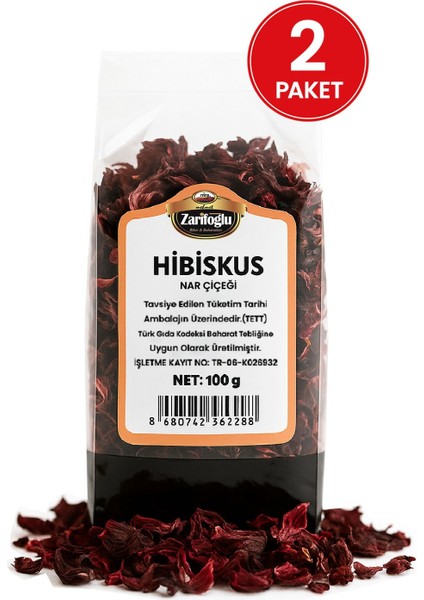 Hibisküs Nar Çiçeği Otu Bitkisi Şifalı Bitkiler Hibüsküs 2 x 100 gr