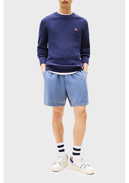 Logolu Pamuklu Slim Fit Bisiklet Yaka Örgü Kazak Erkek Kazak DM0DM21652 Dse fiyatları