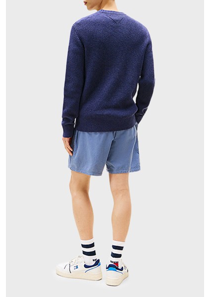 Logolu Pamuklu Slim Fit Bisiklet Yaka Örgü Kazak Erkek Kazak DM0DM21652 Dse modelleri