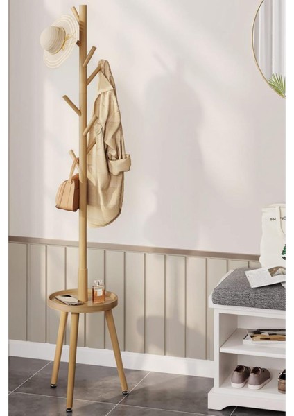 Bambu Portmanto Askılık Vestiyer Tablalı 8'li Ayaklı Askılık Ahşap Elbise Askısı DB-0027 modelleri