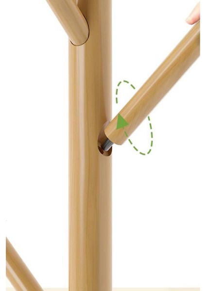 Bambu Portmanto Askılık Vestiyer Tablalı 8'li Ayaklı Askılık Ahşap Elbise Askısı DB-0027
