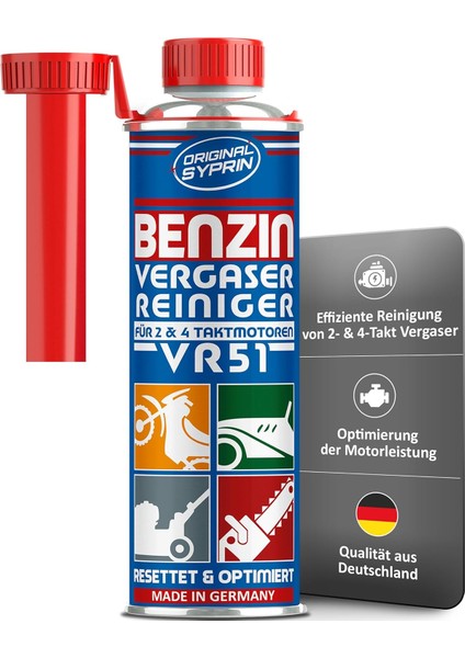 Orijinal Karbüratör Temizleyici VR51 250 Ml, 2 ve 4 Zamanlı Benzinli Motorlar Için
