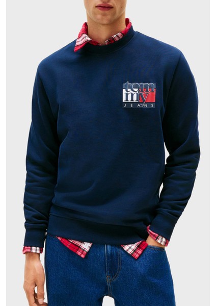 % 100 Pamuk Regular Fit Bisiklet Yaka Logolu Sweat Erkek Sweat DM0DM22093 C1G