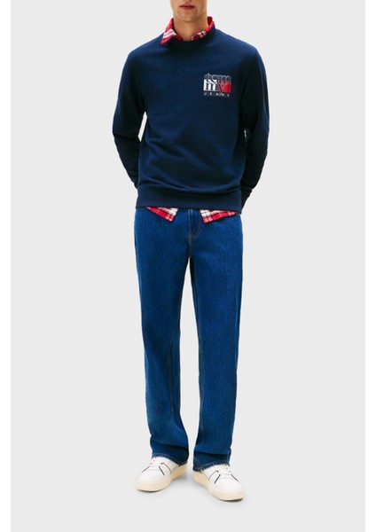 % 100 Pamuk Regular Fit Bisiklet Yaka Logolu Sweat Erkek Sweat DM0DM22093 C1G fiyatları