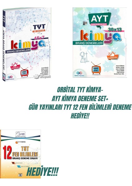 Orbital Tyt Kimya- Ayt Kimya Deneme Set+ Gür Yayınları Tyt 12 Fen Bilimleri Deneme Hediye!!