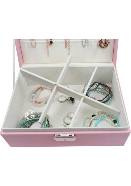 Homeanda Takı Kutusu, Kadın Takı Kutusu , Anahtarlı Takı Kutusu, Deri Takı Kutusu, Büyük Takı Kutusu (Pembe) modelleri