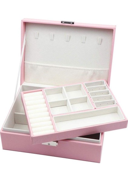 Homeanda Takı Kutusu, Kadın Takı Kutusu , Anahtarlı Takı Kutusu, Deri Takı Kutusu, Büyük Takı Kutusu (Pembe) fırsatları
