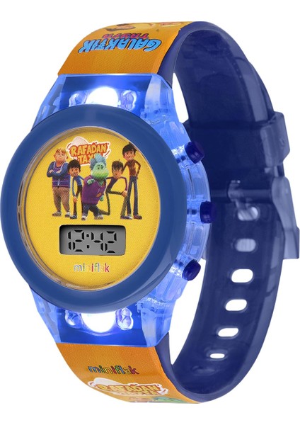Miniflak Rafadan Tayfa Lisanslı RF7221 Sarı Lacivert Işıklı Öğretici Çocuk Saati