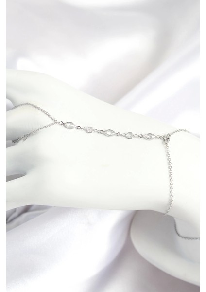 Pirinç Zirkon Taşlı Y Model Gümüş Renk Kadın Şahmeran