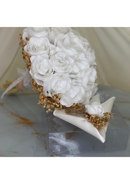 Beyaz Gül Gelin El Çiçeği | Gelin Buketi | Hediyeli Ürün fırsatları