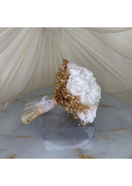 Beyaz Gül Gelin El Çiçeği | Gelin Buketi | Hediyeli Ürün indirimleri