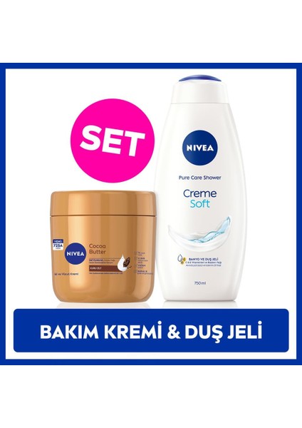 Creme Soft Kremsi Dokunuş Duş Jeli 750ML ve Cocoa Butter Nemlendirici Vücut Bakım Kremi 400ML