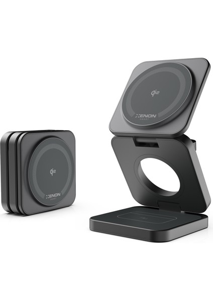 Kablosuz Şarj Standı 3'ü Bir Arada Apple İphone Airpods Watch MagSafe Uyumlu Qi2 15W Manyetik Hızlı Şarj Cihazı X6402 fiyatları