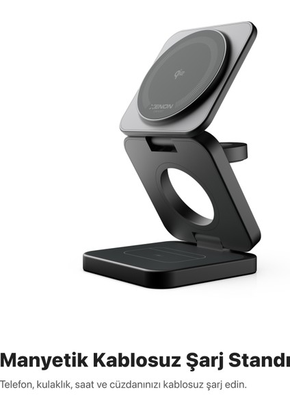 Kablosuz Şarj Standı 3'ü Bir Arada Apple İphone Airpods Watch MagSafe Uyumlu Qi2 15W Manyetik Hızlı Şarj Cihazı X6402 modelleri