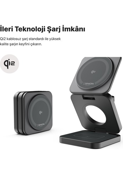 Kablosuz Şarj Standı 3'ü Bir Arada Apple İphone Airpods Watch MagSafe Uyumlu Qi2 15W Manyetik Hızlı Şarj Cihazı X6402 fırsatları