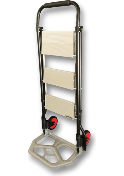 Portatif Çekçekli Merdiven - Tekerlekli - Ikisi Bir Arada - 3 Basamaklı