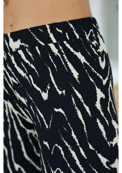 Kadın Siyah Beyaz Zebra Desenli Palazzo Pantolon – Yüksek Bel, Geniş Paça, Yazlık Rahat Kesim indirimleri