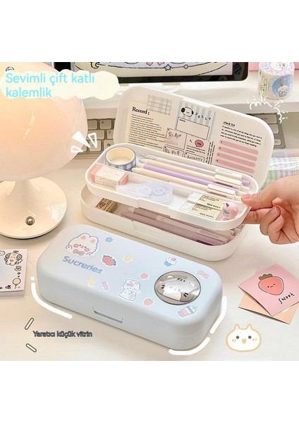 Minimalist Ilkokul Öğrencisi Büyük Kapasiteli Çift Katmanlı Karikatür Yüksek Değerli Kırtasiye Saklama Kutusu (Yurt Dışından) modelleri