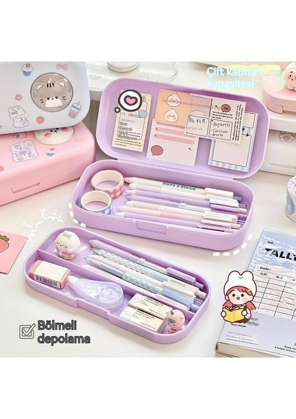 Minimalist Ilkokul Öğrencisi Büyük Kapasiteli Çift Katmanlı Karikatür Yüksek Değerli Kırtasiye Saklama Kutusu (Yurt Dışından) fırsatları