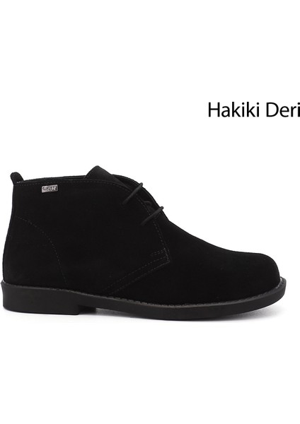 Kadın Siyah Kauçuk Taban Hakiki Deri Bot