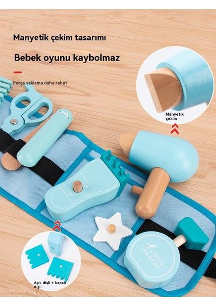 Ahşap Simülasyon Rol Yapma Saç Kesme Makyaj Aracı Saç Kesimi Çanta Seti (Yurt Dışından) modelleri