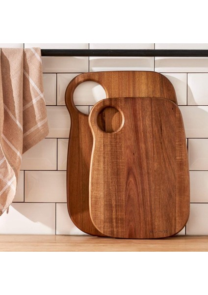 Allison 2'li Akasya Kesme Tahtası Seti Naturel