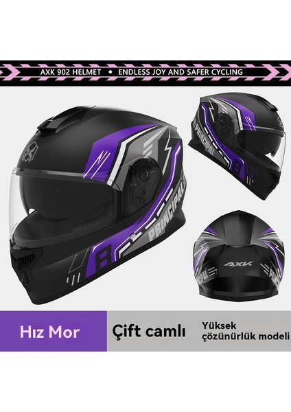 Erkekler ve Kadınlar Için 3c Sertifikalı Motosiklet Kaskı, Sis Önleyici ve Sıcak Kış Motosiklet Tam Kaplı Çift Lensli Tam Kask-Dört Mevsim Modeli (Yurt Dışından)