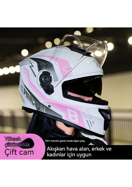 Erkekler ve Kadınlar Için 3c Sertifikalı Motosiklet Kaskı, Sis Önleyici ve Sıcak Kış Motosiklet Tam Kaplı Çift Lensli Tam Kask-Dört Mevsim Modeli (Yurt Dışından) fiyatları