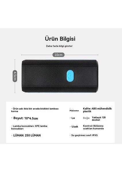 Bisiklet Üçü Bir Arada Korna Lambası Type-Gece Sürme Xpe Parlak Işık (Yurt Dışından) fırsatları