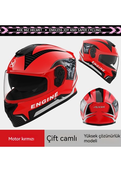 Erkekler ve Kadınlar Için 3c Sertifikalı Motosiklet Kaskı, Sis Önleyici ve Sıcak Kış Motosiklet Tam Kaplı Çift Lensli Tam Kask-Dört Mevsim Modeli (Yurt Dışından)