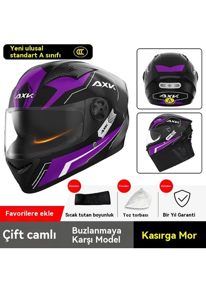 Erkekler ve Kadınlar Için 3c Sertifikalı Motosiklet Kaskı Aynı Stil Kış Sıcak Kemer Çıkarılabilir Eşarp Stili Motosiklet Dört Mevsim Sürüş Tam Kask (Yurt Dışından)