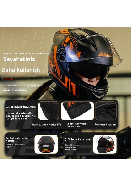 Erkekler ve Kadınlar Için 3c Sertifikalı Motosiklet Kaskı Aynı Stil Kış Sıcak Kemer Çıkarılabilir Eşarp Stili Motosiklet Dört Mevsim Sürüş Tam Kask (Yurt Dışından) fırsatları