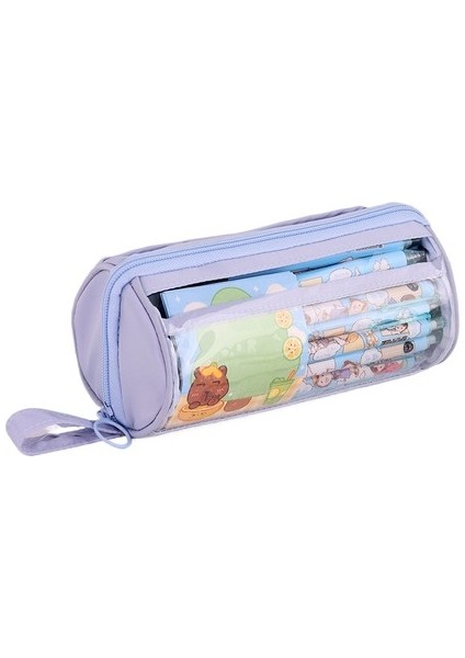 Silindir Şeffaf Kalem Çantası Çok Fonksiyonlu Ilkokul ve Ortaokul Öğrencileri Için Kalem Kutusu Büyük Kapasiteli Kırtasiye Kutusu (Yurt Dışından)