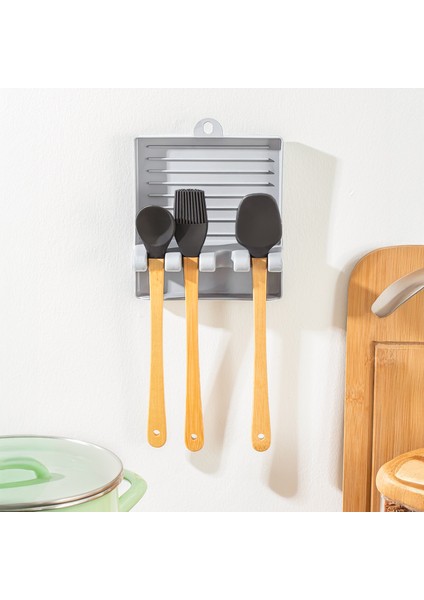 Org-85-1 Kaşık ve Kapak Tutucu - Kapak Standı Kaşık Kepçe Altlığı Düzenleyici Organizer - Gri fiyatları