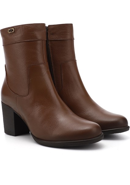 Gön Hakiki Deri Yuvarlak Burun Kauçuk Taban Topuklu Fermuarlı Kadın Günlük Bot 48457 fiyatları