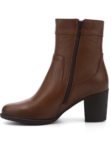 Gön Hakiki Deri Yuvarlak Burun Kauçuk Taban Topuklu Fermuarlı Kadın Günlük Bot 48457 modelleri