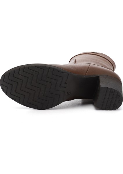 Gön Hakiki Deri Yuvarlak Burun Kauçuk Taban Topuklu Fermuarlı Kadın Günlük Bot 48457 fırsatları