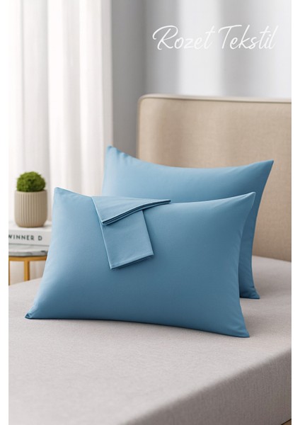 Mavi Yastık Kılıfı Pamuk Kumaş Kapaklı (2 Adet) 50 x 70 cm fırsatları