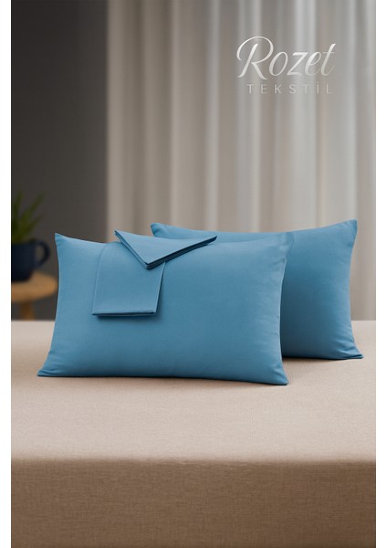 Mavi Yastık Kılıfı Pamuk Kumaş Kapaklı (2 Adet) 50 x 70 cm