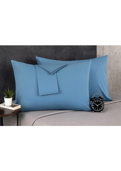 Mavi Yastık Kılıfı Pamuk Kumaş Kapaklı (2 Adet) 50 x 70 cm