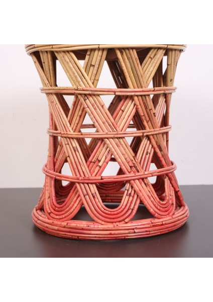 Mylamp Şölen 48X36 cm Doğal Kubu Rattan Sehpa & Tabure Antik Fuşya modelleri