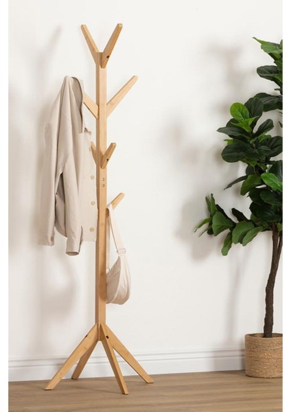 Bambu Portmanto Askılık 8'li Modern Vestiyer Ayaklı Askılık Ahşap Elbise Askısı DB-0026 fiyatları