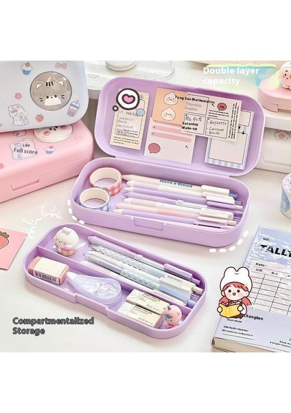 Kırtasiye Kutusu Ilköğretim Öğrencileri Büyük Kapasiteli Çift Katmanlı Kalem Kutusu Kırtasiye Saklama Kutusu (Yurt Dışından) fiyatları